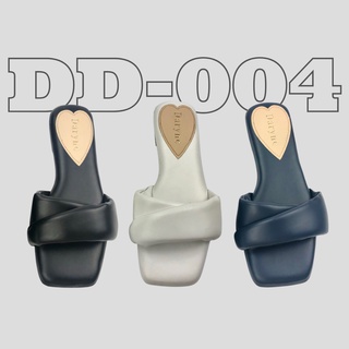 DD-004 (สีขาว/สีดำ/สีน้ำเงิน) รองเท้าแตะแบบสวม หน้าพับ นุ่มนิ่ม