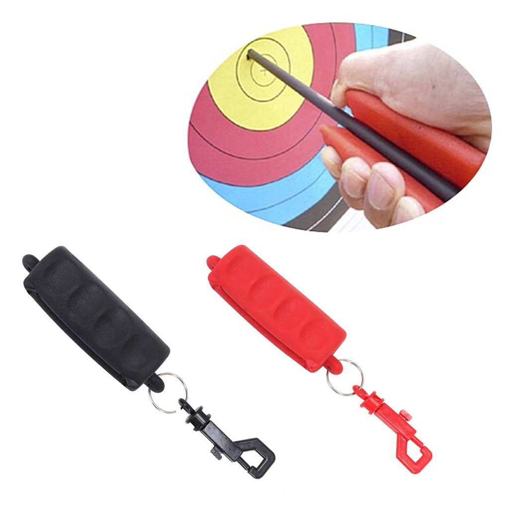 ภาพหน้าปกสินค้าOutdoor Black/Red Silicone Gel Archery Target Hunting Shooting Bow Arrow Puller Remover Keychain Tool