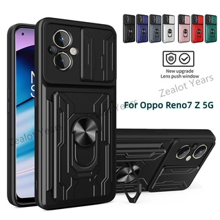 เคสโทรศัพท์มือถือ ป้องกันกล้อง กันกระแทก พร้อมช่องใส่บัตร สําหรับ Oppo Reno7 Z 5G Reno 8Z 7Z Reno8Z Reno7Z