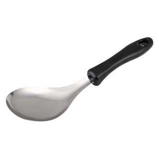 ทัพพีสแตนเลส ทัพพีแขกสเตนเลสด้ามดำ 7x24x2.5 อุปกรณ์ทำอาหาร RICE LADLE STAINLESS STEEL BLACK