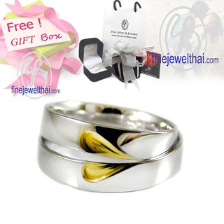 Finejewelthai-แหวนคู่-แหวนเงิน-เงินแท้ 925-แหวนหมั้น-แหวนเพชร-แหวนแต่งงาน-Coupl-silver-wedding-ring - Gift_set36