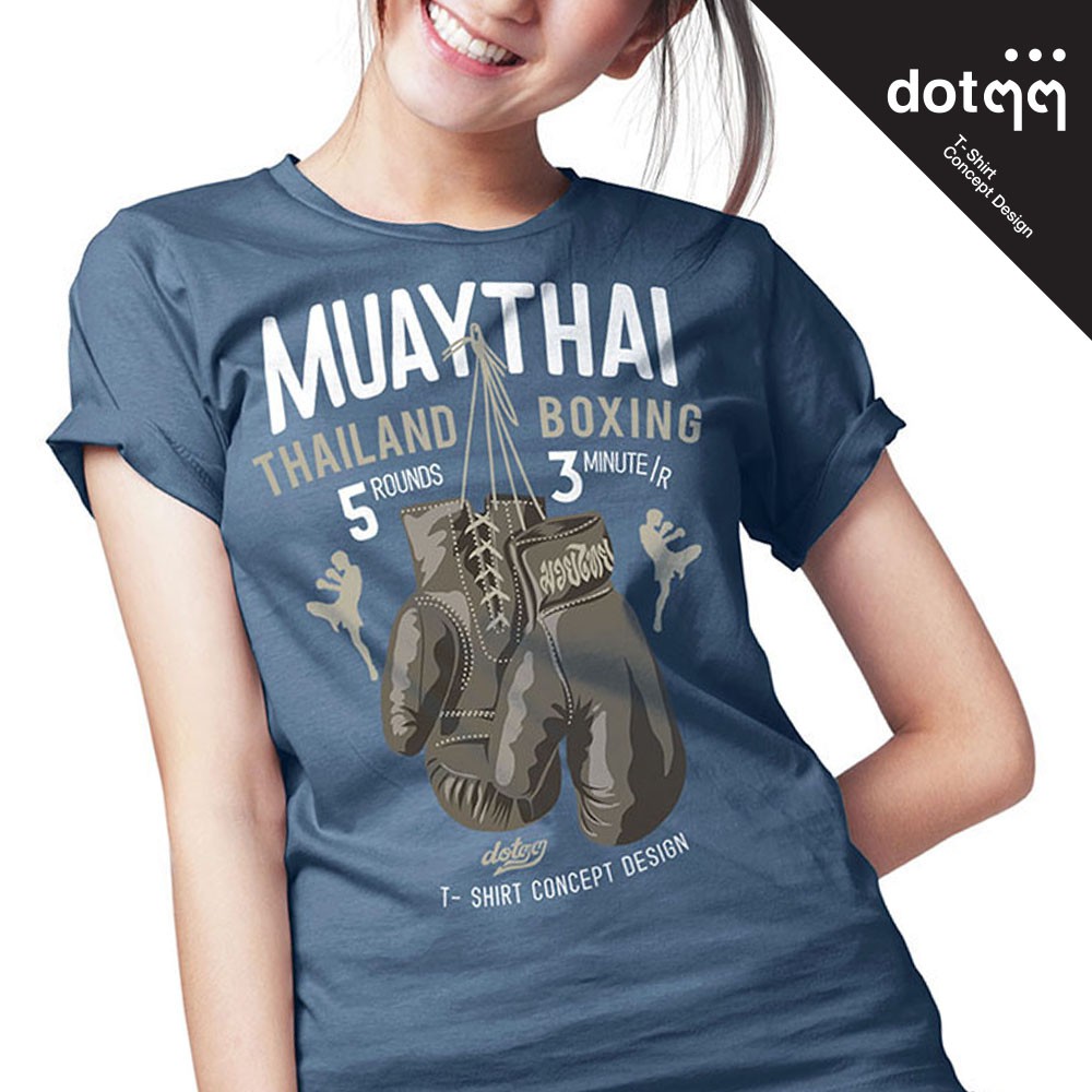 dotdotdot-เสื้อยืดหญิง-concept-design-ลาย-muaythai-blue