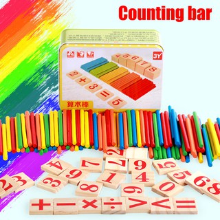 ไม้นับเลขสำหรับเด็ก ของเล่นเสริมการศึกษาEducational Stick Kids Wooden Math Number Counter With Box Toy