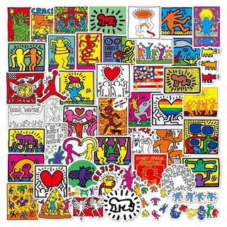 Z&amp;m Keith Haring สติกเกอร์กราฟฟิติ กันน้ํา สําหรับตกแต่งของเล่น 50 ชิ้น ต่อชุด