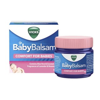 Vicks Baby Balsam วิคส์ เบบี้ บัลแซม สูตรอ่อนโยน สำหรับ เด็กทารก อายุ 3 เดือนขึ้นไป ขนาด 50 กรัม 12209