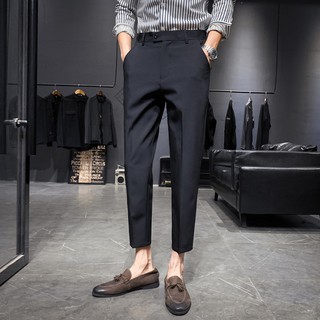 (COD) 28-38 กางเกงสูท กางเกงสแล็ค กางเกงขายาว แฟชั่นสําหรับผู้ชาย กางเกงเอวสูง ทรงสวย ผ้ายืด สําหรับผู้ชาย