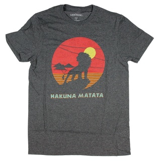 เสื้อคู่รัก - อินเทรนด์ใหม่ล่าสุดที่ชื่นชอบซิมบ้า Silhouette Hakuna Matata ซันเซ็ทเสื้อยืดย้อนยุคสํ