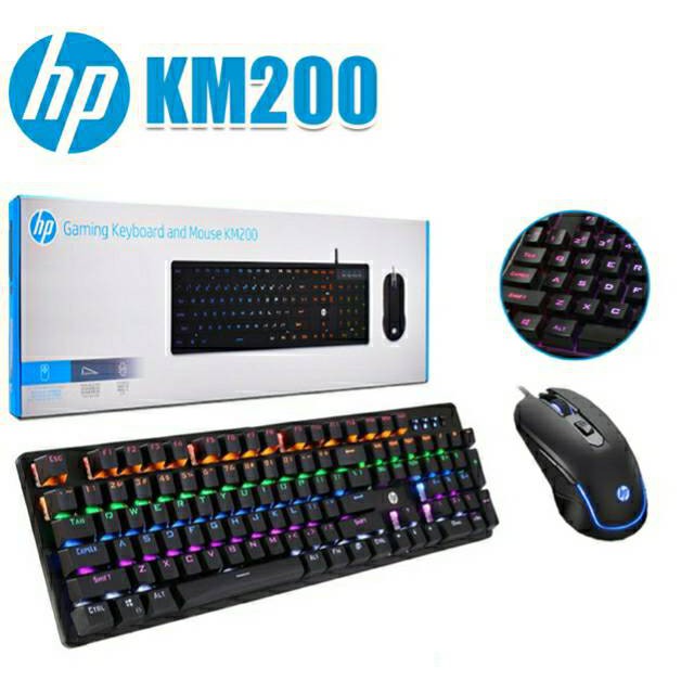 HP คีย์บอร์ด KM200 Keyboard Mouse LED Back Light (BLACK)ไทย