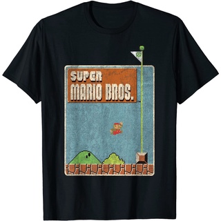 เสื้อยืดโอเวอร์ไซส์เสื้อยืด พิมพ์ลายกราฟฟิค Super Mario Bros Game Screen Shot สําหรับผู้ชายS-3XL