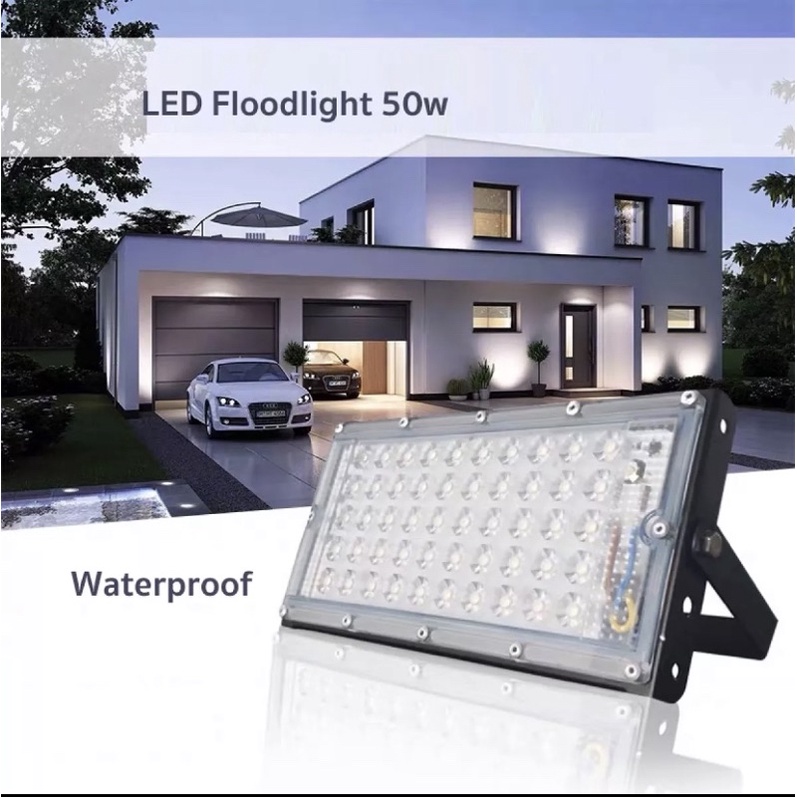 โคมไฟ-ไฟสปอตไลท์led-ขนาด50w-แสงสีวอมร์และสีขาว-โคมไฟกลางแจ้งled-ip65-กันน้ำ-ใช้สำหรับสวนบ้าน-โรงรถ-โรงงาน-แสงสสว่าง
