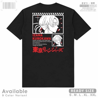 เสื้อยืดสีดำอินเทรนด์เสื้อยืด ลายการ์ตูนอนิเมะญี่ปุ่น Distro TOKYO REVENGERS TENJIKU IZANA KUROKAWA x 6282 KisetsuS M L