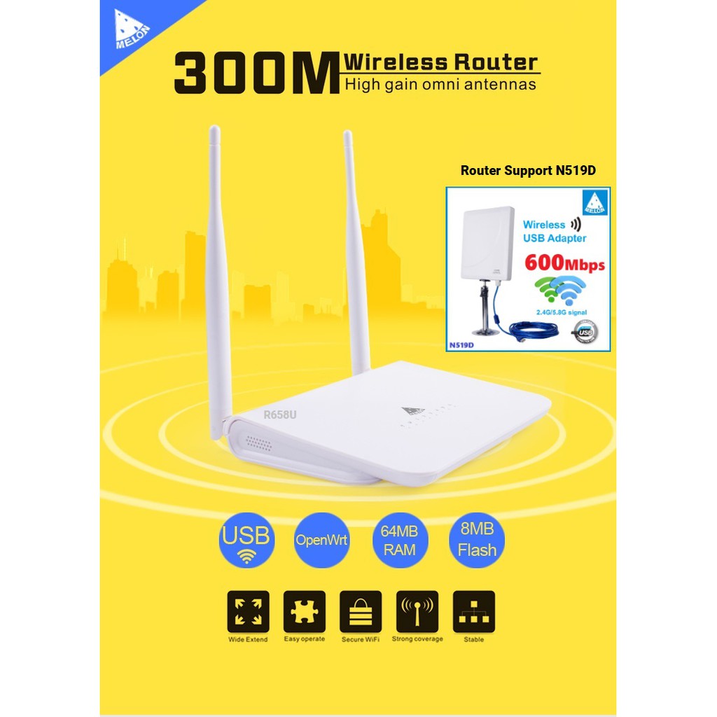 Router Wifi Repeaterใช้กับ USB Wifi 2.4G+5G Outdoor High Power Long