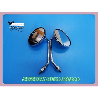 LH&amp;RH SIDE MIRROR SET "CHROME" (8 mm.) for SUZUKI RC80 RC100 // กระจกมองหลังย่อ ชุบโครเมี่ยม เกลียว 8 มม.สินค้าคุณภาพดี