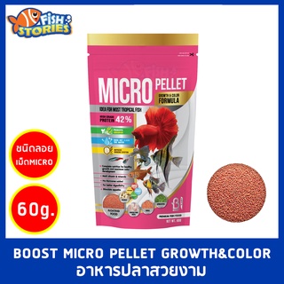 BOOST MICRO PELLET GROWTH&amp;COLOR อาหารปลาสวยงาม เม็ด MICRO สูตร เร่งโต เร่งสี ถุงชมพ