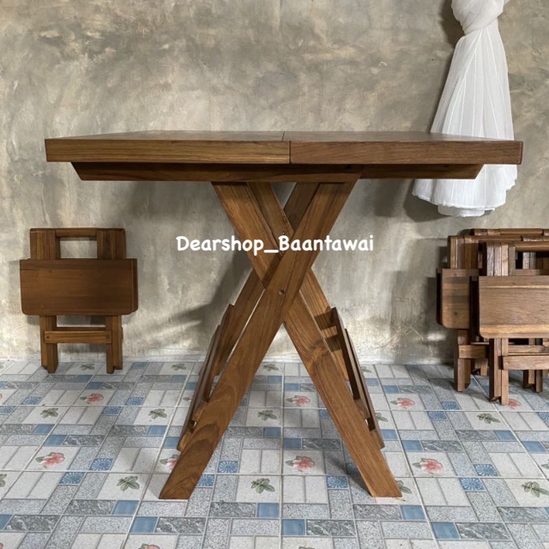 โต๊ะไม้สัก-โต๊ะพับ-ไม้หายาก-ไม้แก่คุณภาพดี-ขนาด-กว้าง-80-x-ยาว-80-x-สูง-76-cm-ราคา-4-500-ราคาเฉพาะโต๊ะเท่านั้น