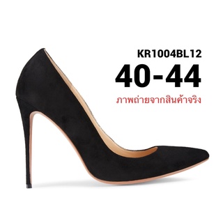 รองเท้าส้นสูงไซส์ใหญ่ 44 (9.5US) Velvet Black Pointed High Heel ส้นสูงหัวแหลม KR0616VV