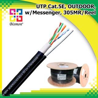 BISMON สายแลนภายนอก UTP CAT5E, LAN cable OUTDOOR, มีสลิง Messenger Sling, 305เมตร/กล่อง