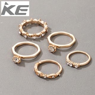 Alloy ring combination set temperament simple micro-set rhinestone ring 5-piece set for women