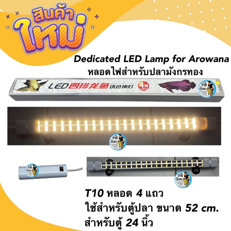 dedicated-led-lamp-for-arowana-หลอดไฟสำหรับปลามังกรทอง-t10-หลอด-4-แถวใช้สำหรับตู้ปลา-ขนาด-52-cm-สำหรับตู้-24-นิ้ว