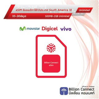 eSIM South America 10 countries Sim Card Unlimited Daily : ซิมอเมริกาใต้10ประเทศ เน็ตไม่อั้น10-30วัน by ซิมต่างประเทศBC