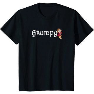 เสื้อยืดผ้าฝ้ายพรีเมี่ยม เสื้อยืด พิมพ์ลาย Disney Snow White Grumpy Leaning On Name Banner