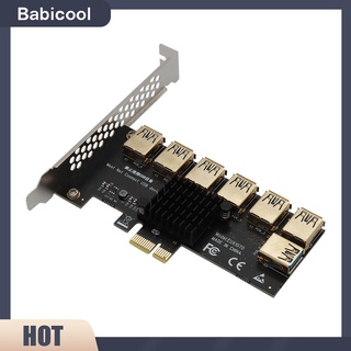 Babicool อะแดปเตอร์การ์ดไรเซอร์ PCI-E 1x 1 เป็น 7 PCI-Express USB 3.0