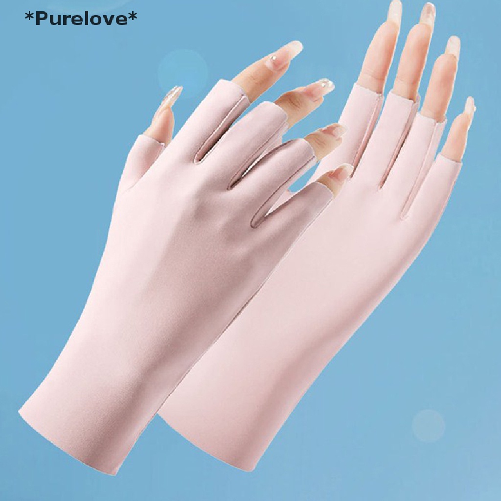 purelove-ถุงมือครึ่งนิ้ว-ผ้าเรยอน-แบบบาง-ระบายอากาศได้ดี-แฟชั่นฤดูร้อน-สําหรับผู้หญิง