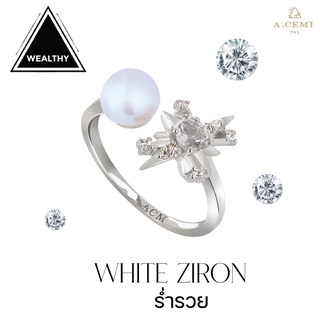 A.CEMI White Zircon 8 Fortune Star Ring แหวนเพทายขาว ฟรีไซส์ รํ่ารวย ของขวัญมงคล