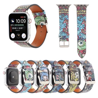 ใหม่ สายนาฬิกาข้อมือหนัง ลายการ์ตูน สําหรับ apple watch band Iwatch Series 87 SE 6 5 4 3 2 1 38 40 41 42 44 45 มม.