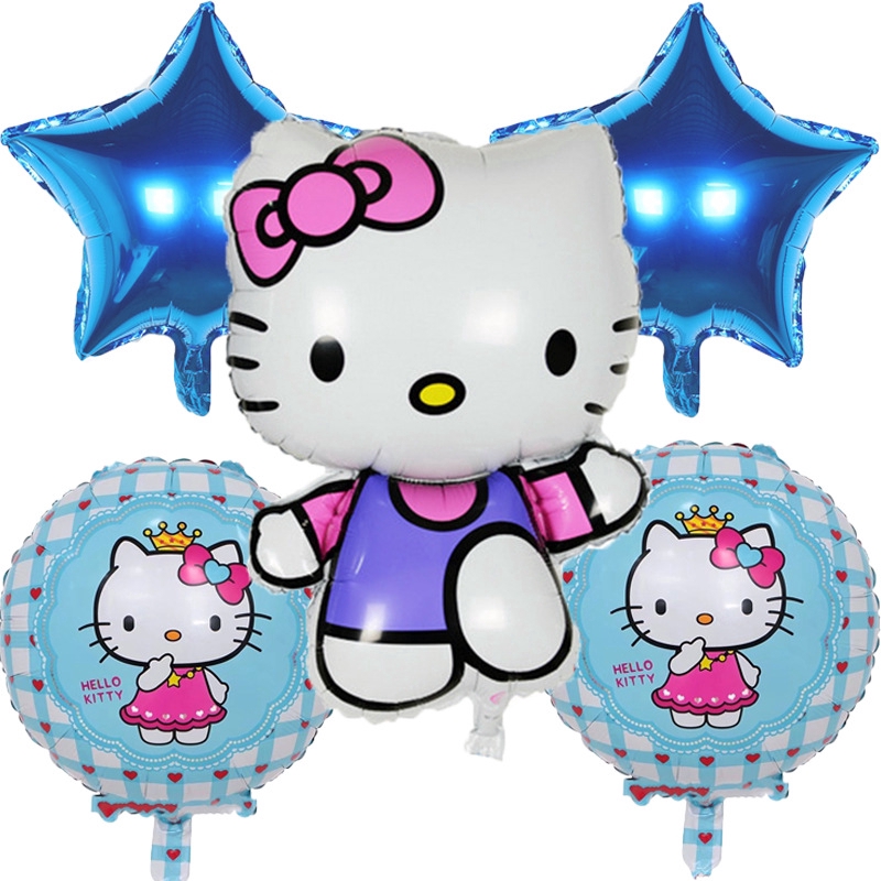 ชุดลูกโป่งฟอยล์ลาย-hello-kitty-สำหรับตกแต่งปาร์ตี้-5-ชิ้น