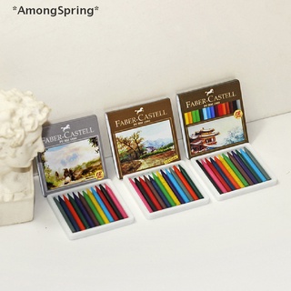 Amongspring กล่องดินสอสี 1:12 13 สี สําหรับตกแต่งบ้านตุ๊กตา