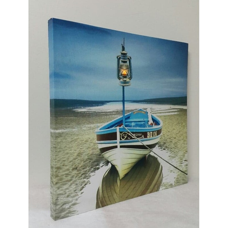 รูปภาพติดผนัง-led-รูปเรือกับตะเกียงเจ้าพายุ-size-40x40-cm-18186