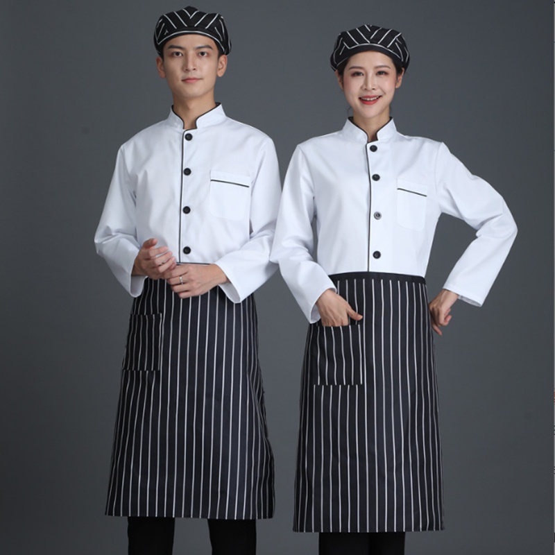 ภาพหน้าปกสินค้าชุดยูนิฟอร์มเชฟ แขนยาว แบบบาง เหมาะกับทุกเพศ สําหรับเชฟร้านอาหาร ร้านเค้ก คาเฟ่ โรงแรม ห้องครัว
