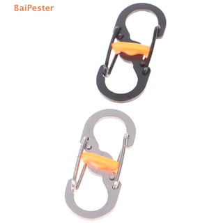 [BaiPester] Outdoor Camping Carabiner Keychain with Lock 8 Shaped S Buckle Climbing Clip