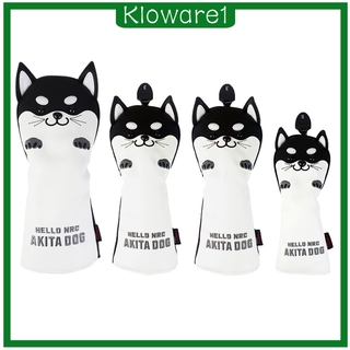 สินค้า [KLOWARE1] 4x Golf Wood Head Covers No. 1 3 5 UT Driver Headcover Cute AKITA Dog Club Cover