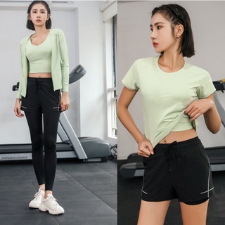 ♥ ชุด 5 ชิ้น ♥(YOGA-503) ชุดออกกำลังกายผู้หญิง ชุดวิ่ง ชุดโยคะ(เสื้อแขนสั้น+SportBra+กางเกงขาสั้น+กางเกงขายาว+เสื้อคลุม)