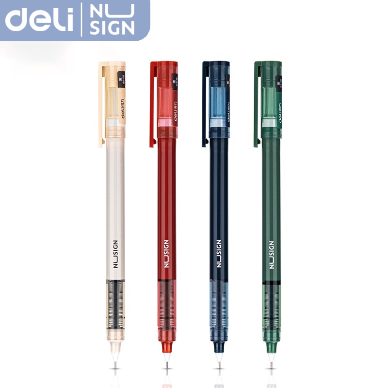 deli-1-แท่ง-ปากกาเจล-ลูกกลิ้ง-ปากกาหมึกน้ำ-หมึกสีดำ-ขนาดเส้น-0-5mm-หมึกเจลคุณภาพดี-การจัดส่งแบบสุ่มสี-roller-pen