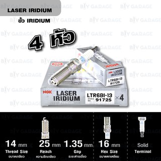 NGK หัวเทียน LASER IRIDIUM LTR6BI-13 (เบอร์เก่า ILTR6A-13G) 4 หัว ใช้สำหรับรถยนต์ Mazda MX-5 - Made in Japan