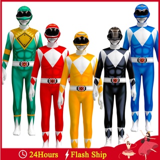 สินค้า Children Power Samurai Sentai Shinkenger Rangers Lycra Kids Ranger Costumes Cosplay Superhero Samurai Rangers Zentai Suit