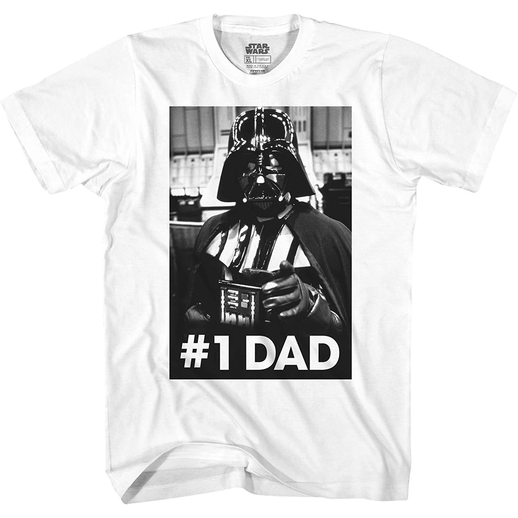 เสื้อยืดแขนสั้น-star-wars-mens-darth-vader-number-one-dad-fathers-day-funny-t-shirt-the-amazing-world-of-gumball-shortส