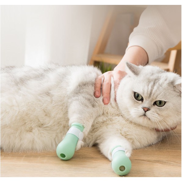 ถุงเท้าแมวป้องกันแมวข่วน-ถุงเท้าซิลิโคนแมวสำหรับอาบน้ำ-อุปกรณ์ป้องกันแมวข่วน-ราคาถูก-พร้อมส่ง