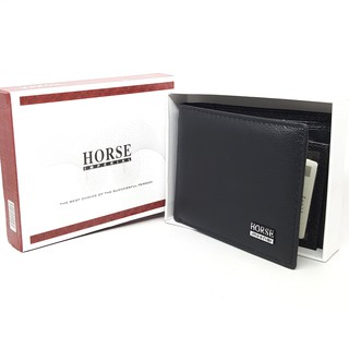 Horse Imperial Wallet กระเป๋าสตางค์แฟชั่น เรียบหรู ทรงสั้น (สีดำ) รุ่นคลาสสิค Classic (พร้อมกล่องใส่)