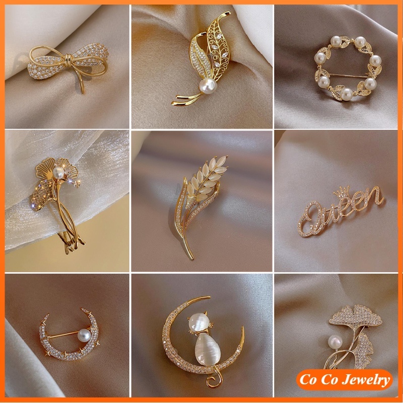Jojo COCO เกาหลี พลอยเทียม มุก เข็มกลัด Pin แก้ไขเสื้อผ้า อุปกรณ์เสริม