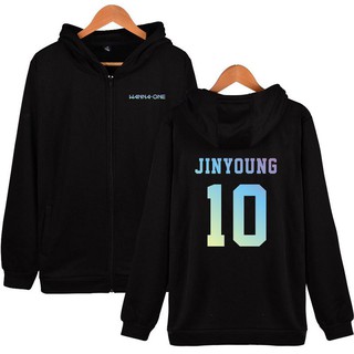 Alimoo WANNA ONE 10 JINYOUNG เสื้อกันหนาวผ้าฝ้ายมีฮู้ดขนาดใหญ่ Unisex Zipper Hoodie ขนาดใหญ่ 4XL