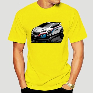 เสื้อยืดผ้าฝ้ายพิมพ์ลาย เสื้อยืด พิมพ์ลาย Peugeot 208 Car Automobile B02 สีดํา สําหรับผู้ชาย 6051X