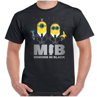 เสื้อวินเทจผญ เกาหลีบางHH เสื้อยืดผ้าฝ้ายผู้ชายพิมพ์ลาย Minions In Black เสื้อยืด 2021 คอกลมเสื้อยืด