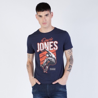 DAVIE JONES เสื้อยืด สีกรมท่า พิมพ์ลาย (Jones) TB0141NV
