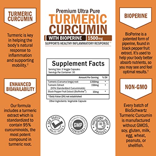 ภาพสินค้าสารสกัดขมิ้นชัน BioSchwartz, Turmeric Curcumin with Bioperine, 500 mg, 90 Veggie Caps จากร้าน chate.ng บน Shopee ภาพที่ 3