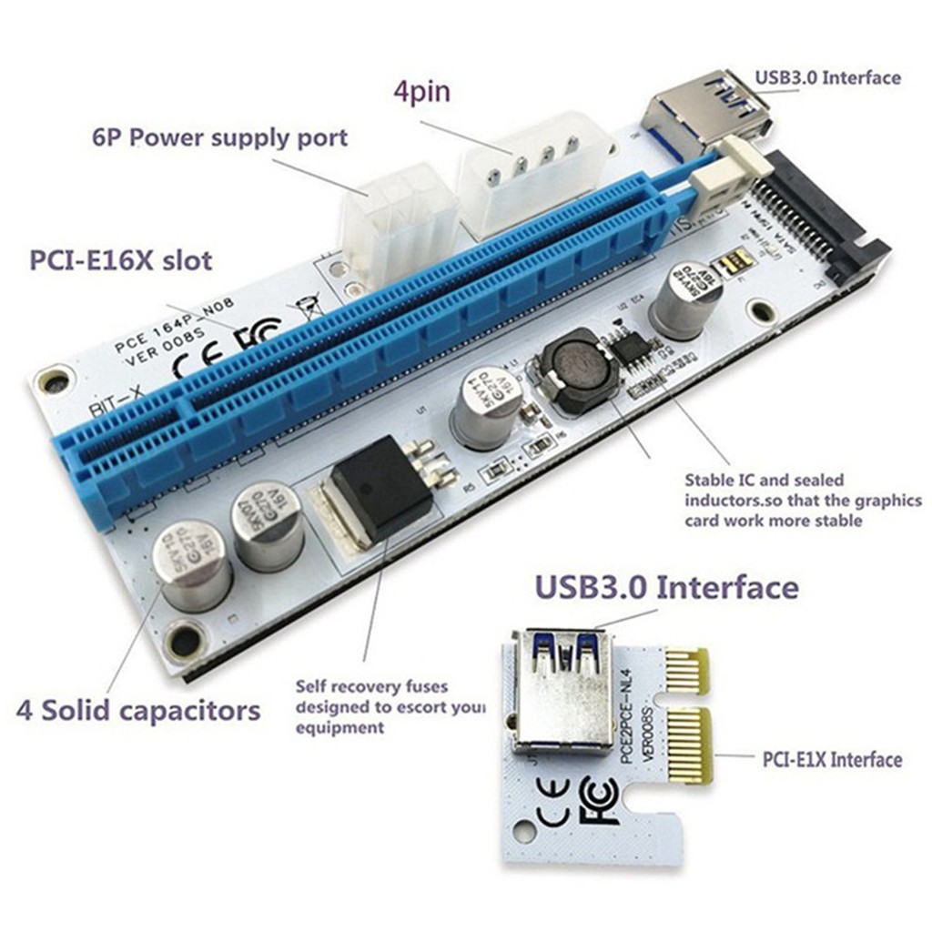 ภาพสินค้าRiser Card PCIe x1 To x16 USB 3.0 PCIe Riser จากร้าน kingcom_computer บน Shopee ภาพที่ 5