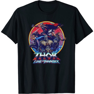 เสื้อยืดผ้าฝ้ายพรีเมี่ยม เสื้อยืด พิมพ์ลายตัวอักษร Marvel Thor Love and Thunder